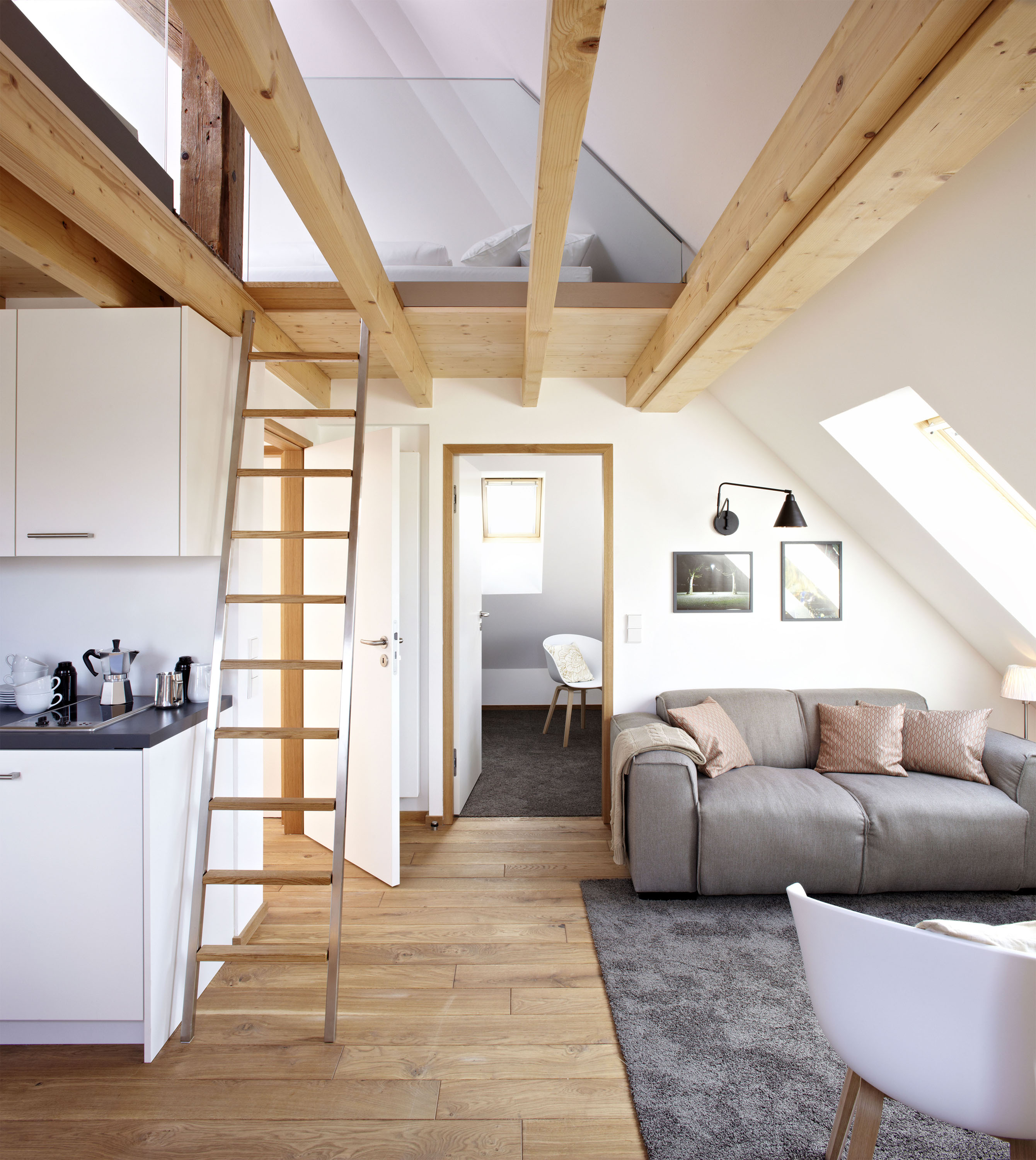 Apartment 7 — sleeping loft above the living area