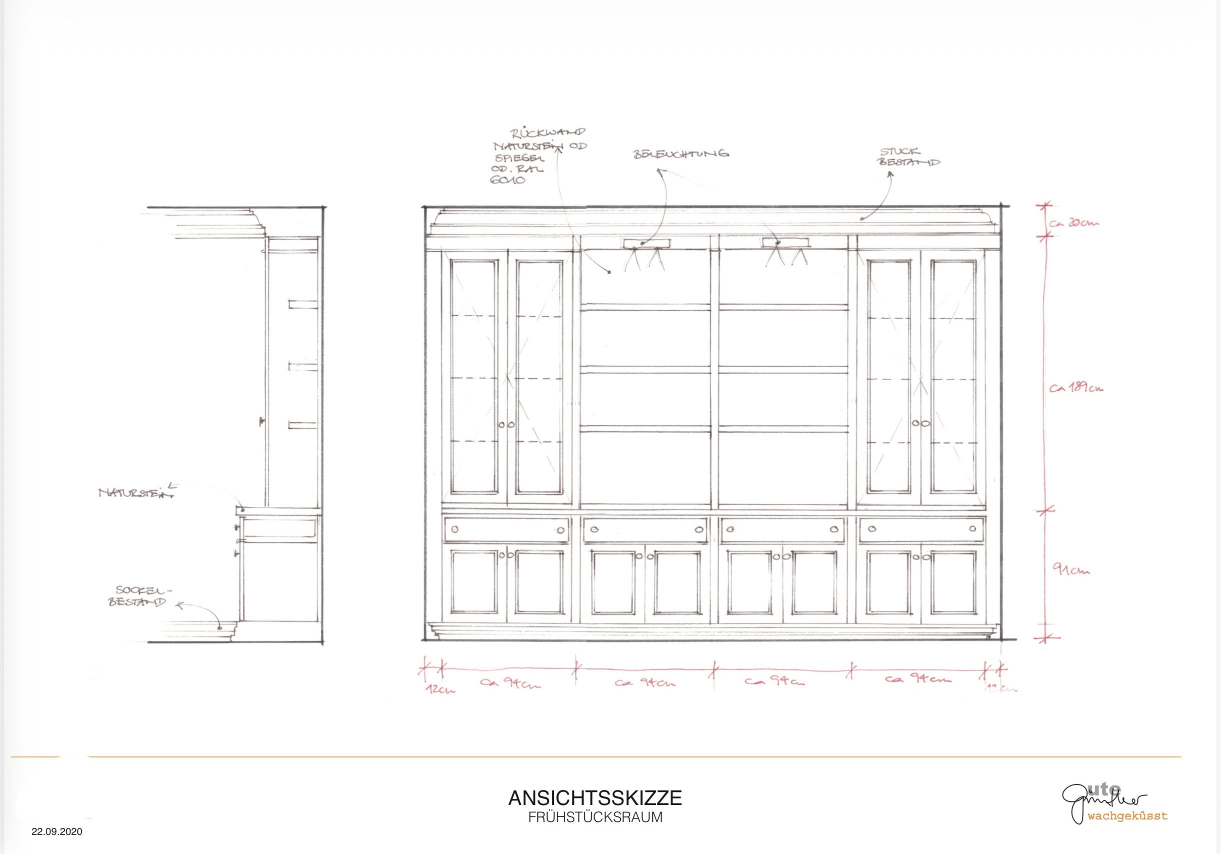 Breakfast room built-in drawing