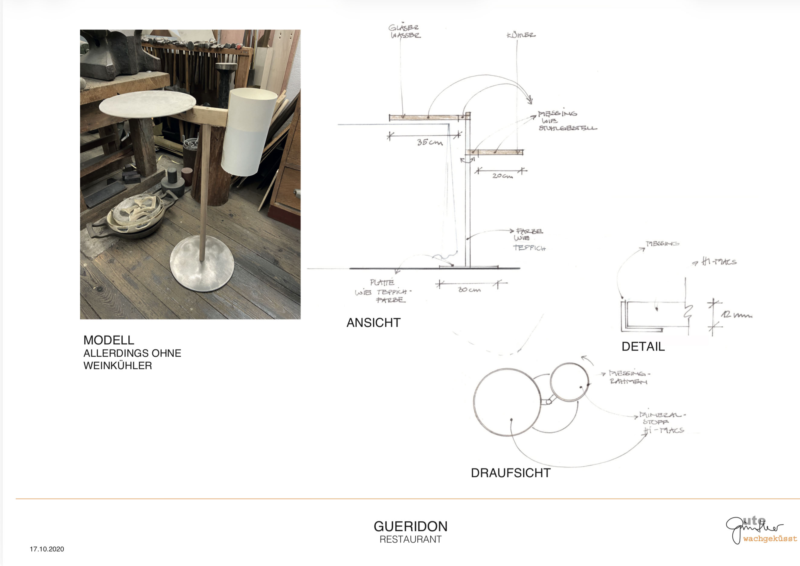 Design drawing — custom gueridon